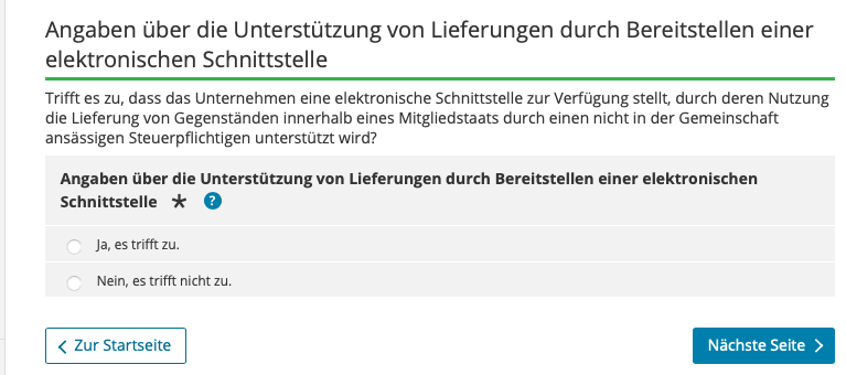 Registrierung zum OSS-Verfahren über das Portal BOP des BZSt (Bildquelle: elstern.de/bportal)