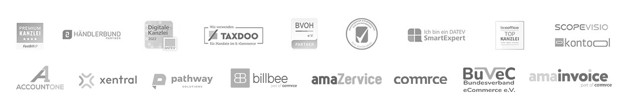 Partnerlogos der DHW Steuerberatung – Übersicht über die wichtigsten Kooperationspartner.