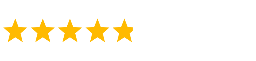 4,9 Sterne bei Google in weißer Schrift